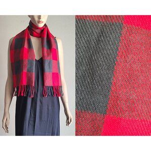 Red & Grey Scarf w/ fringe